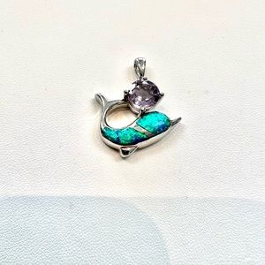 Sterling Silver with Amethyst and Australian Opal Pendant.